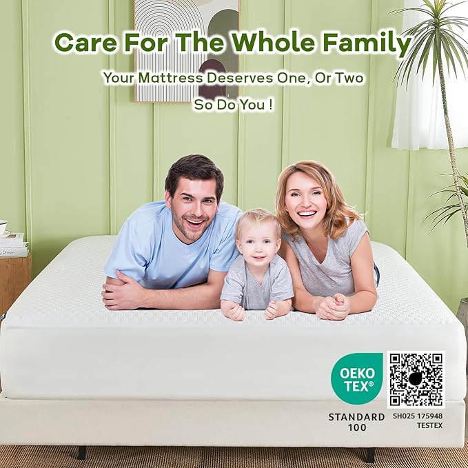 Premium Tencel Twin Size Mattress Protector in White, Natural and Skin Soft, Enjoy Our Waterproof Mattress Cover Fitted with A Deep Pocket, Hypoallergenic, Breathable, Noiseless and Absorbent