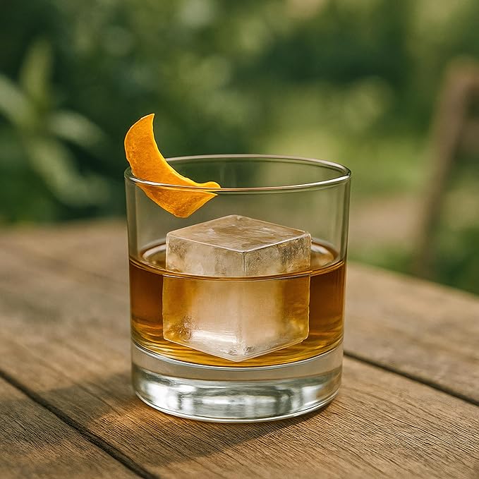 glacio Ice Cube Molds – 2-Pack Silicone Trays for 8 Large Square Cubes – Slow-Melt Ice for Whiskey, Cocktails, Coffee & More