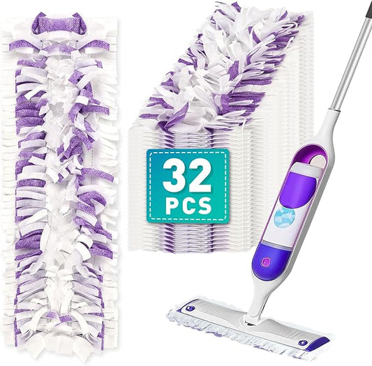 5X Cleaning Power Mop Pads Compatible with Swiffer PowerMop, Disposable Mopping Pad Refills for Cleaning, Multi-Surface Wood Floor Replacement Pads (32)