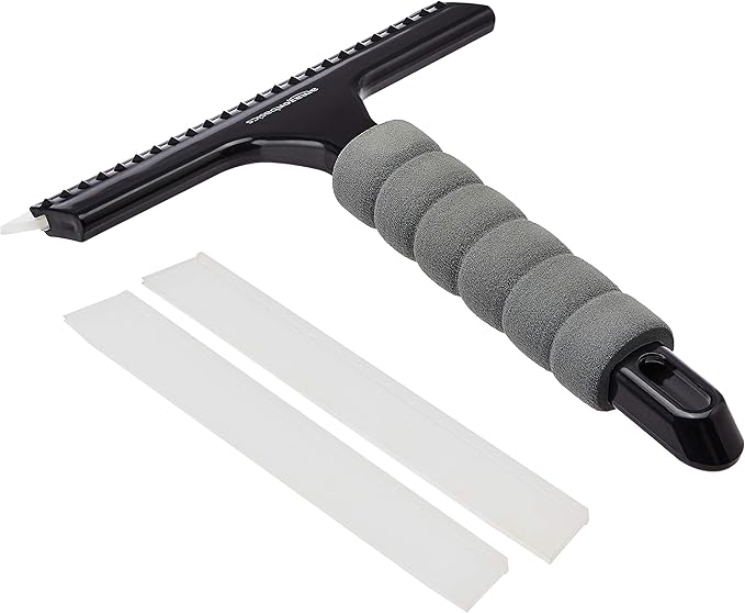 Amazon Basics Window Squeegee with Handle for Car Windows, Glass, Mirror, Black