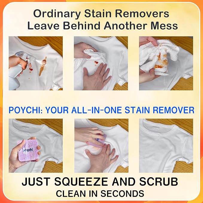 Magical Fiber Stain Remover- Use as Spot Remover- No Dry Cleaning Food, Grease, Coffee Off Laundry, Tea, Fabric, Pet Stains, Stain Remover Sponge Clothes, Carpet, Sofa, Mattress & Upholstery (1 Pack)