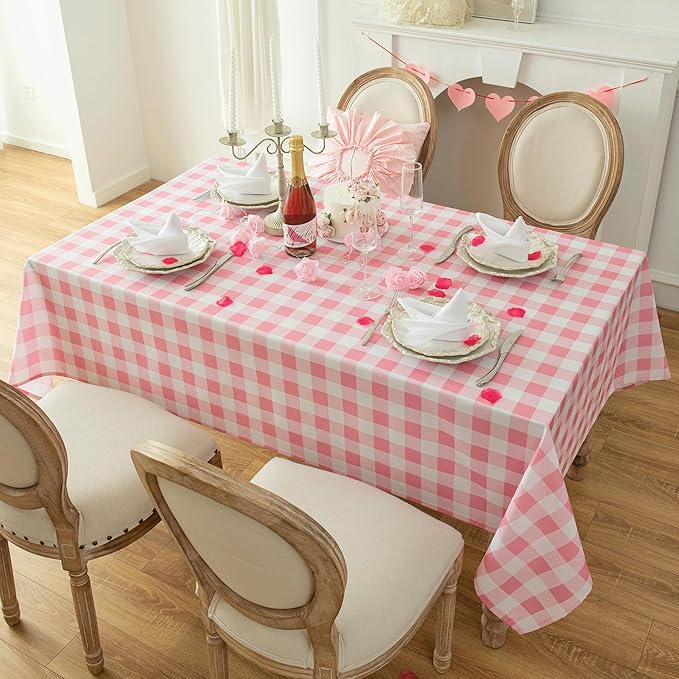 Waterproof Plaid Tablecloth Fabric - Square 58x58 Inch Classic Gingham Checker Table Cloth for Indoor/Outdoor Use - Buffalo Table Cover for Picnics, BBQs, and Parties