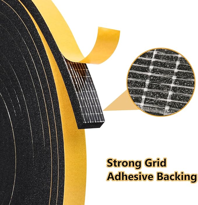 26Feet Weather Stripping Seal (2 Inch X 1/8 Inch) for Door Window, High Density Foam Tape, Soundproofing, Insulation Strip, Door Sealers for Door Frame- Black