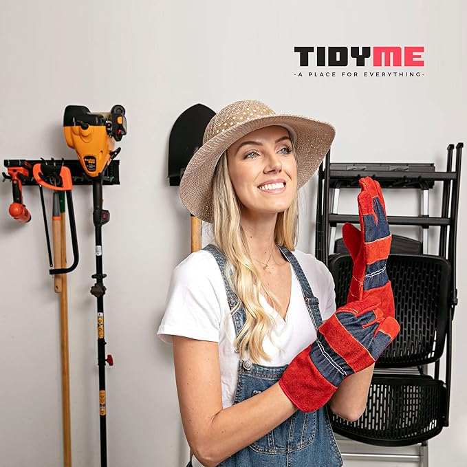 Heavy-Duty Garage Wall Storage System | Wall Mounted Tool Organizer Rack with Shelving | 12-Piece Mounting Kit | 6x10” Double-Layered Hooks & 2x24” Floating Utility Shelves