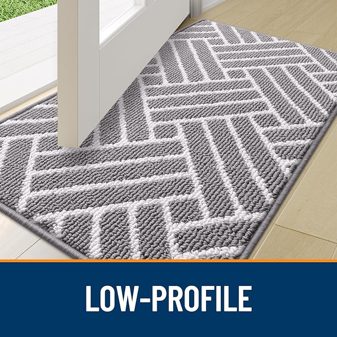 OLANLY Large Indoor Door Mat, 71x47 Inch, Dirt Resistant and Absorbent, Non-Slip Rubber Backing Floor Mats, Easy Clean Low-Profile Doormat for Entryway, Front Door, and Inside Entrance, Grey