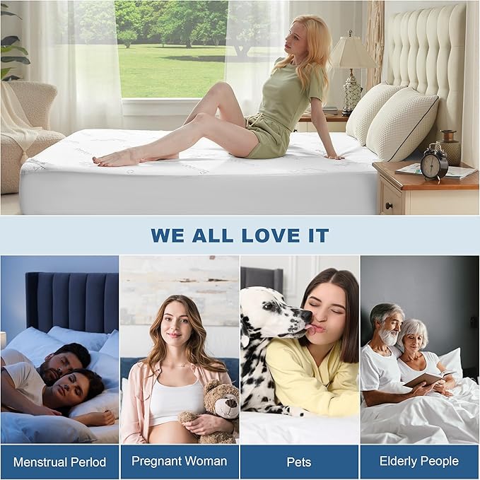 Waterproof Mattress Protector, Twin XL Size Mattress Pad Fitted 6-15" Deep Pocket, 3D Air Fabric Bed Mattress Cover Noiseless Washable for College Dorm