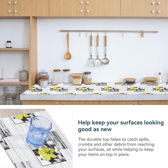 Shelf Liner 18" W x 288" L Non Adhesive Kitchen Drawer Liner, Waterproof Shelf Liner Durable Anti-Slip for Kitchen Cabinets