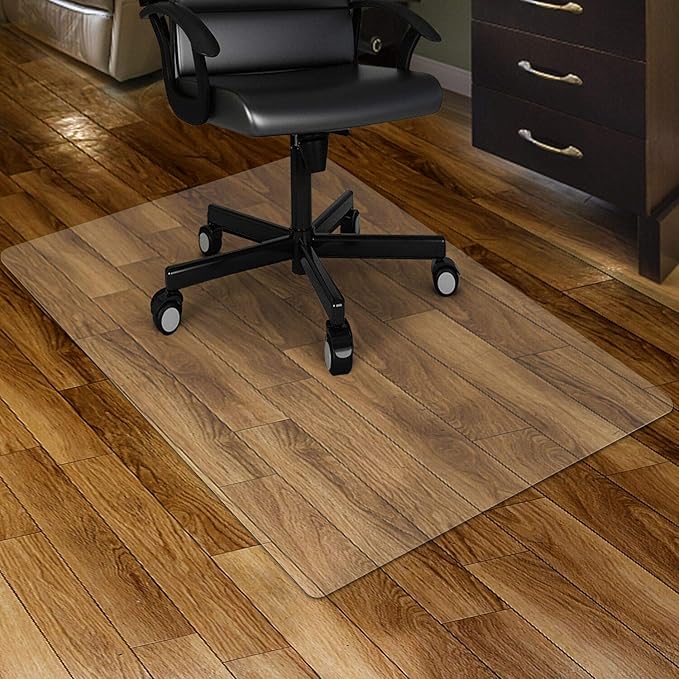 Kuyal Clear Chair mat for Hardwood Floor 36 x 55 inches Transparent Floor Mats Wood/Tile Protection Mat for Office & Home (36" X 55" Rectangle)