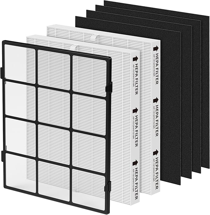 AP-1512HH Replacement filter Compatible with Coway Airmega AP-1512HH and Airmega 200M Air Purifi-ers, 2 Filters and 4 Carbon Filters with 1 Washable Pre-filter, Compared to Part #3304899, 2 Pack