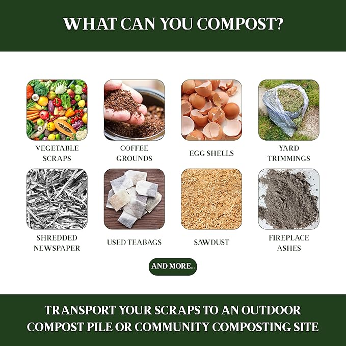 Bamboozle Countertop Compost Bin Kitchen | 1 Gallon | Odorless Composting Bin with Filters | Indoor Compost Bin with Lid | Plant Based Kitchen Composter for Food Scraps & Waste Recycling | Graphite