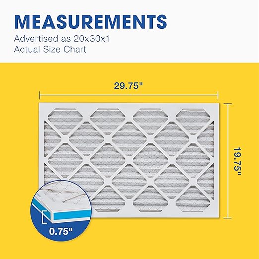 Aerostar 20x30x1 MERV 13 - 6 Count - Pleated HVAC, Furnace & Air Conditioner Filters - Removes Bacteria, Dust, Cold & Flu Germs, Lint, Mold, Pet Dander, Allergy-Causing Pollen, Smog, Smoke & Viruses
