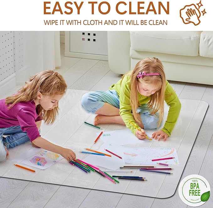 Large Office Chair Mat for Hardwood Floor- 48'' x 60'' Clear Chair Mat for Hard Wood/Tile Floors, Easy Glide Plastic Floor Protector Mat for Office Chairs on Hardwood for Work & Home