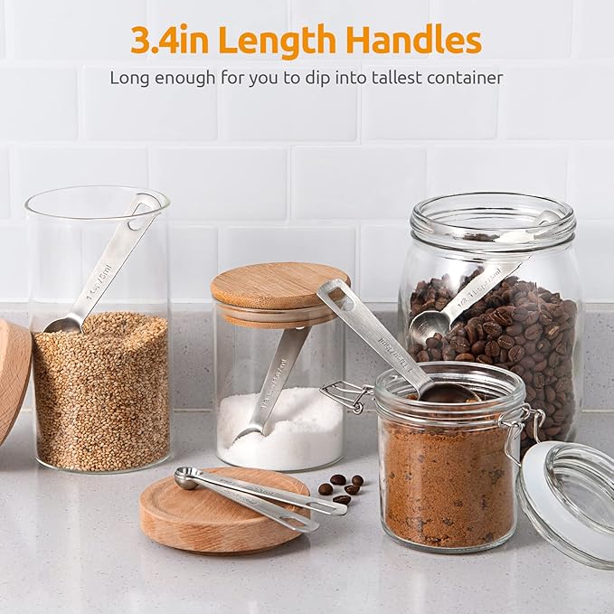 Measuring Spoons: U-Taste 18/8 Stainless Steel Measuring Spoons Set of 6 Piece: 1/8 tsp, 1/4 tsp, 1/2 tsp, 1 tsp, 1/2 tbsp & 1 tbsp Dry and Liquid Ingredients
