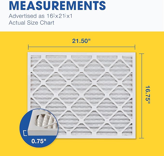 Aerostar 16 3/8x21 1/2x1 MERV 11 Pleated Air Filter, AC Furnace Air Filter, 12 Pack (Actual Size: 16 1/2" x 21 1/2" x 3/4")