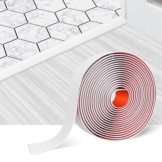 Floor Transition Strip Self Adhesive Floor Cover Strips Laminate 2" Wide Vinyl Flat Divider Transitions (5cm, 6.56Ft, White)