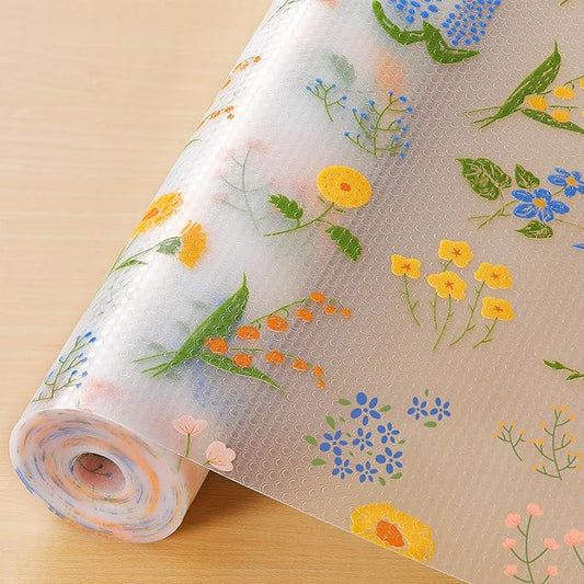 INNOLITES Non-Slip Shelf Liner – Cabinet & Drawer Liner Non-Adhesive – Waterproof Oil-Proof – Durable EVA with Floral for Kitchen Cabinets Refrigerator – BPA-Free, Easy to Cut 11.8" x 360"