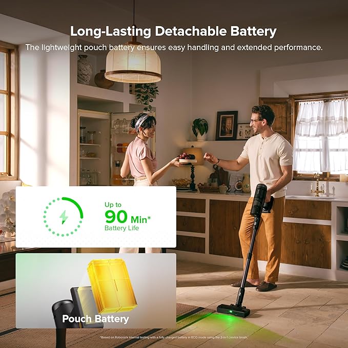 roborock H60 Hub Ultra Cordless Vacuum Cleaner with Auto-Empty Dock, Upgraded 210AW Suction Stick Vacuum for Home and Hard Floors, 90-Min Runtime, Anti-Tangle Brush, 140° Green LED Dust Detection