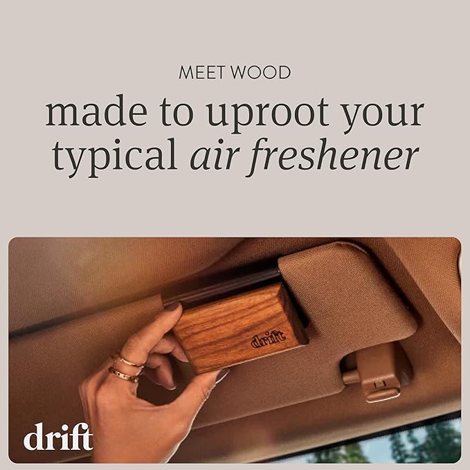 Drift Car Air Freshener - The Original Wood Air Freshener - Car Odor Eliminator - Long Lasting Scent - Auto Accessories - Metal Clip - Essential Oils - Clean Ingredients - Grove Scent Starter Kit