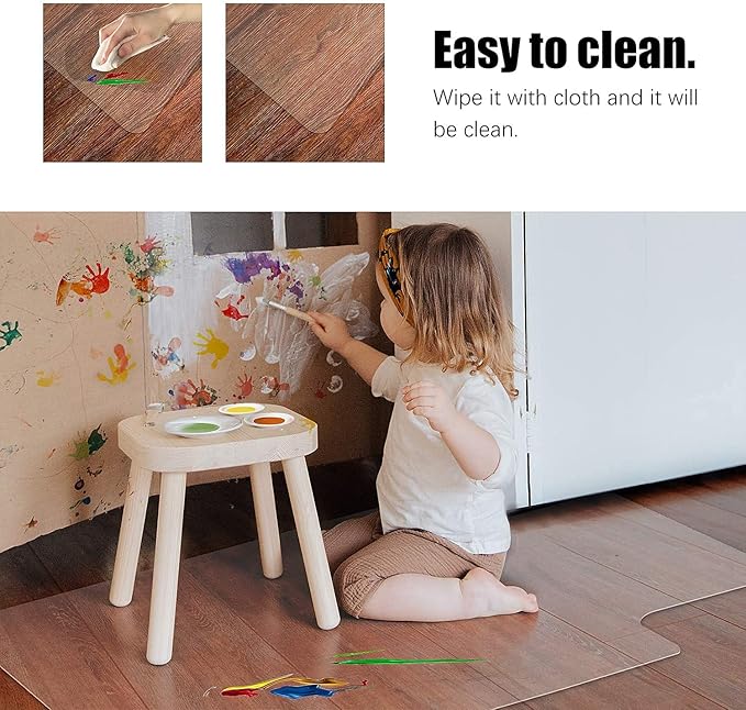 Kuyal Chair Mat, Rolling Chair Mat for Hardwood Floor, 36" X 48" Transparent PVC Home Office Floor Protector Mat (36" X 48" with Lip)