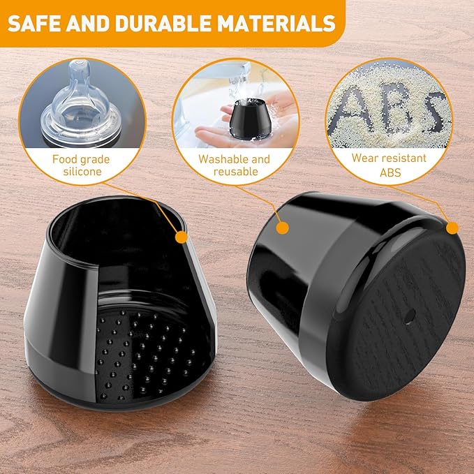 Furniture Sliders,24 PCS Chair Leg Sliders for Carpet, Furniture Movers Sliders, Carpet Chairs Furniture Glides, Floor Protectors, Carpet Moving Sliders Easily Move. (Black-Round Fit:1.2-1.6")