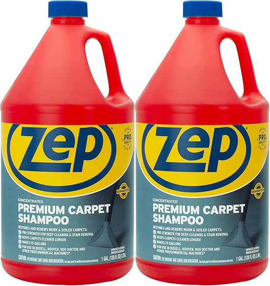 Zep Premium Carpet Cleaner Shampoo - 1 Gallon (Case of 2) ECZUPXC1282 - Pro Strength Deep Cleaning and Stain Removal, Restores and Renews Worn and Soiled Carpets