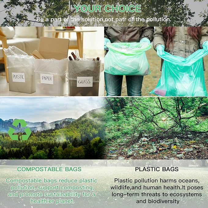 4 Gallon Biodegradable Trash Bags - Inwaysin Bulk 100 Count Unscented Compostable Garbage Bags for Bathroom Bedroom Office Kitchen Trash Can Waste Basket Liners Strong Thick