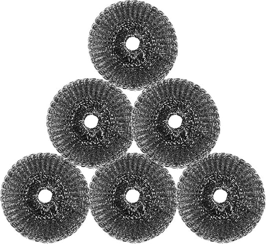 6 Pcs Steel Wool Scrubber, Stainless Steel Scrubber for Cleaning Kitchen and Household Stubborn Messes from Stoves Pans Pots Grill Sink, Replacement Wire Brush Set ( Only Replacement Pad)