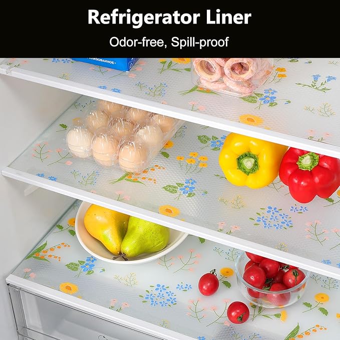 INNOLITES INNOLITES Non-Slip Shelf Liner – Cabinet & Drawer Liner Non-Adhesive – Waterproof Oil-Proof – Durable EVA with Floral for Kitchen Cabinets Refrigerator – BPA-Free, Easy to Cut 17.7" x 197"