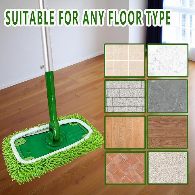 6Pack Reusable Microfiber Mop Pads for Swiffer Sweeper - Wet & Dry Cleaning Cloths - Mop Head Replacement Washable Refills for Household Floors