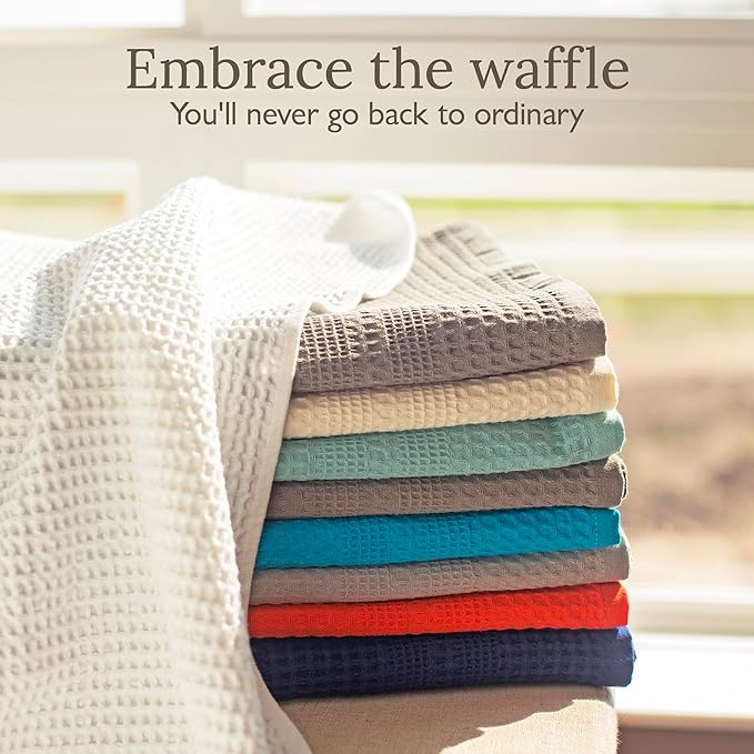 GILDEN TREE Waffle Hand Towels for Bathroom Quick Dry Towel Super Absorbent Thin 100% Cotton Hand Towels Lint Free, Hand Towels for Bathroom Set of 2, Classic Style (White)