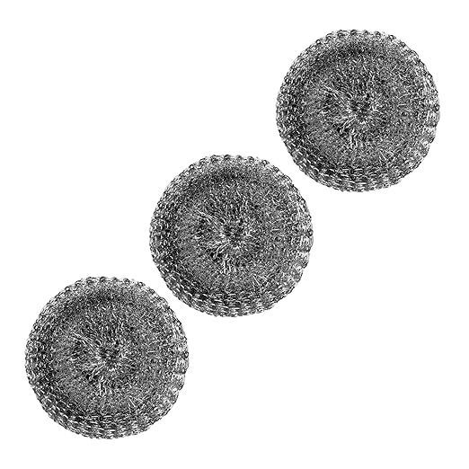 3 Pcs ESSPERTA Stainless Steel Wool Scrubber，3 Steel Scrubber Wool Pads for Cleaning Dishes, Metal Scrubber Pot Scrubbers Can Clean Iron Pots, Stoves, Barbecue Grills, Wash Sink