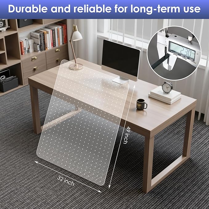 Kuyal Office Chair Mat for Carpet, 2 Pack 32x 49 Clear Heavy Duty Computer Chair Mat, Under Desk Protector Carpeted Floors Mat, Easy Chair Movement,Ship Flat