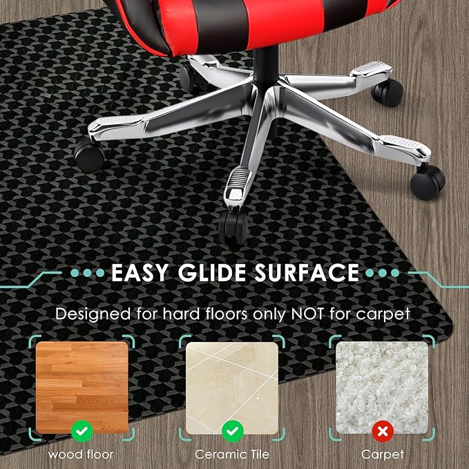 Vicwe Office Chair Mat for Hard Floor, 55"x36" Anti-Slip PVC Computer Chair Mats for Gaming, Easy Glide for Chairs, Multi-Purpose Floor Protector Desk Chair Mat for Home Office