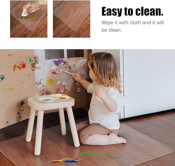 Kuyal Clear Chair mat for Hardwood Floor 36 x 55 inches Transparent Floor Mats Wood/Tile Protection Mat for Office & Home (36" X 55" Rectangle)