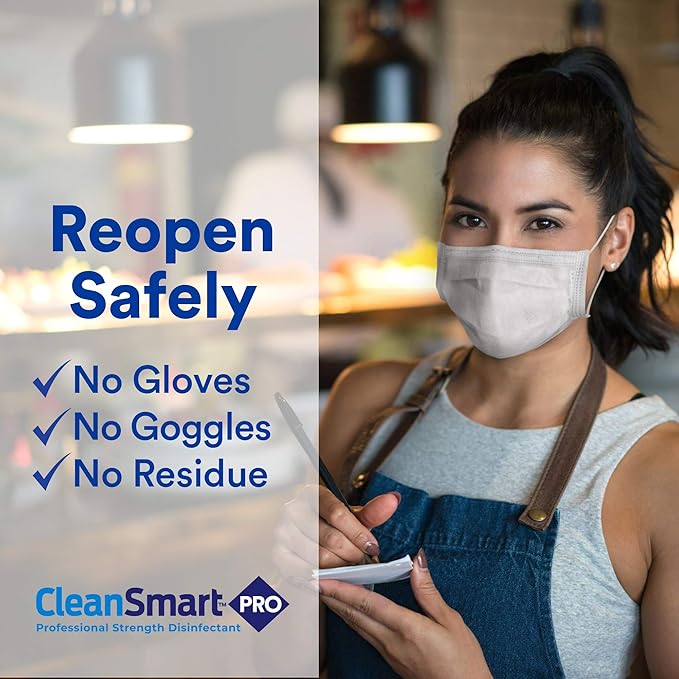 CleanSmart Hospital Grade Disinfectant, Kills 99.9% of Viruses and Bacteria, Hypochlorous Acid Technology, EPA Registered, 1 Gallon (HOCL)