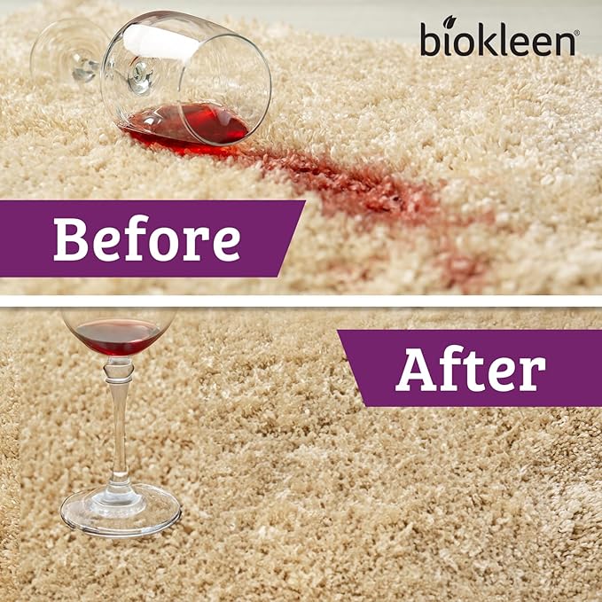 Biokleen Bac-Out Carpet Cleaner Spray, Stain Remover and Odor Eliminator, Use on Area Rugs, Upholstery & More, Removes Dirt, Pets, Wine & Food, Lime Scent, 32 oz, 2 Pack
