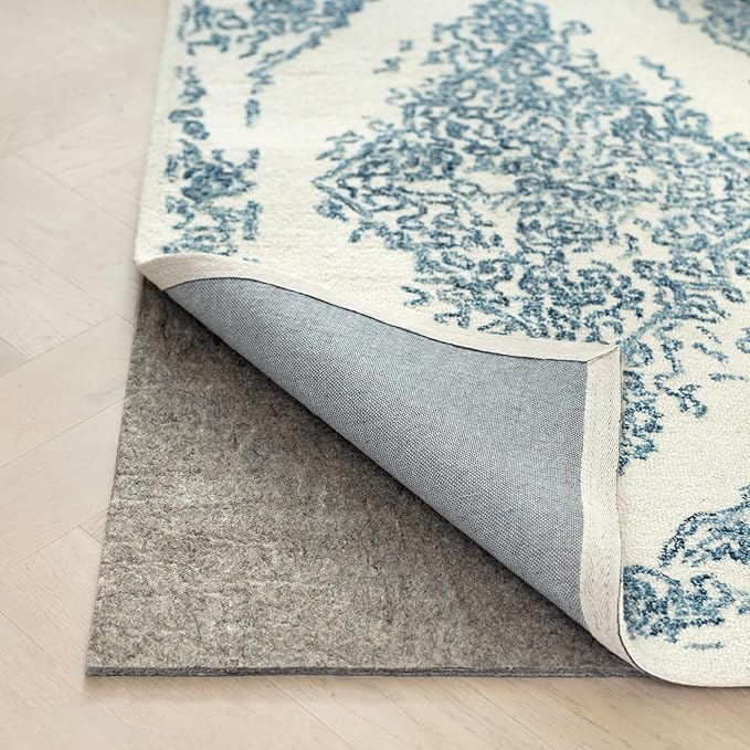 RUGPADUSA - Dual Surface - 9' Square - 3/8" Thick - Felt + Rubber - Enhanced Non-Slip Rug Pad - Adds Comfort and Protection - for Hard Surface Floors