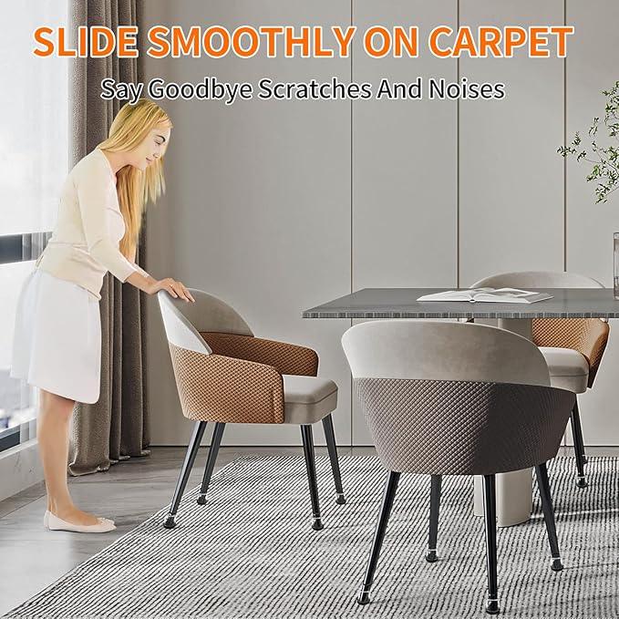 Ezprotekt 24 Pcs Clear Chair Leg Sliders for Carpet, Round Teflon Furniture Glides for Rug, Carpet Sliders Protectors Caps to Slide Smooth for Dining Table Chair, Bar Stool Legs (M Fit: 7/8" to 1")