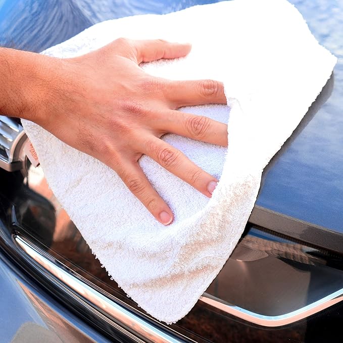 Arkwright W11 Terry Cloth Towels for Cleaning - Soft Cotton Blend Washable Multi-Purpose Bar Mop, Absorbent & Quick Dry, Bulk Box of Rags for Kitchen, Auto Shop, and Garage, 25 lb, White