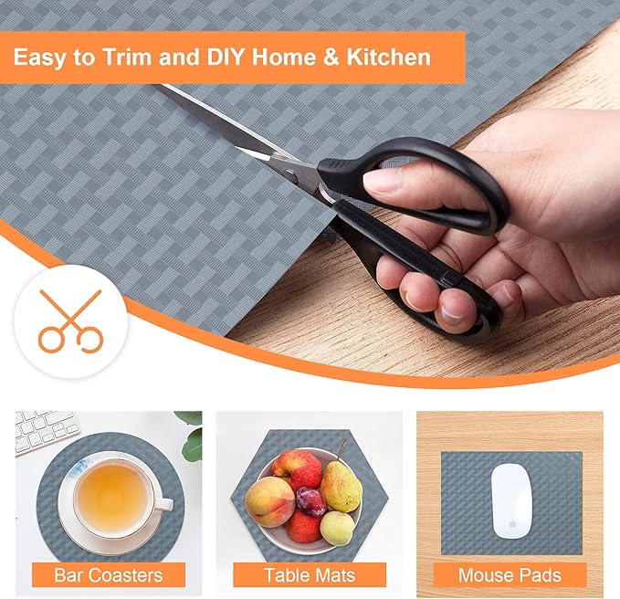 Shelf Liners for Kitchen Cabinets Refrigerator Liners Waterproof & Oil-Proof Kitchen Cupboard Liner Non-Slip Drawer Mats EVA Material Non Adhesive Fridge Mats for Shelves 23.6 x 78.7 Inches