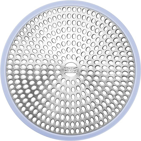 LEKEYE Shower Drain Hair Catcher | Strainer | Shower Stall Drain Cover | Bathroom Drain Protector Stainless Steel and Silicone(Light Blue)