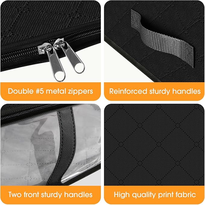 StorageRight Under Bed Storage Bins, 2-Pack 40L Foldable Fabric Storage Bags with Transparent Window, Breathable Organizer for Clothes/Blanket/Comforter/Quiltr, Black