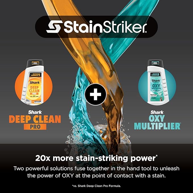 Shark StainStriker Portable Carpet Upholstery & Area Rug Cleaner, Bonus XL Tool & Full-Size Cleaning Solution, Stain & Odor Remover, Perfect for Car Interiors, 4 Cleaning Tools, Nordic Blue, PX202BRN