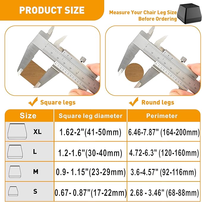 Furniture Sliders,16 PCS Square Chair Leg Sliders for Carpet, Furniture Movers Sliders, Carpet Chairs Furniture Glides, Floor Protectors, Carpet Moving Sliders Easily Move.(Black, Fit:1.62-2").