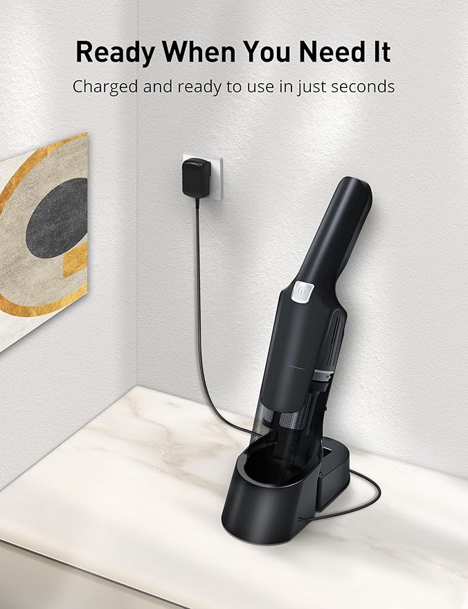 Successor Handheld Vacuum, Cordless Vacuum 15KPA Powerful Car Vacuums, Rechargeable, Charging Dock, Ergonomic Handle, 2-in-1 Crevice Tool, Portable Handheld Vacuums with 2-Speed for Car