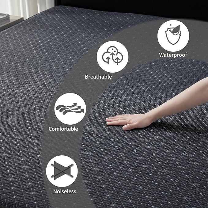 BEDLORE California King Mattress Protector, Waterproof Noiseless Mattress Cover with Deep Pocket for 6-18 inches Mattress, Soft Breathable Mattress Pad Machine Washable (Dark Gray)