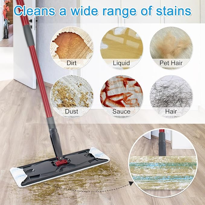 6 Pack Microfiber Replacement Mop Pads for O-Cedar H2prO Flat Mop System, Washable and Reusable Mop Pad Refills for O Cedar H2pro Flat Mop, Flat Mop Replace Heads for Wet Dry Floor Deep Clean