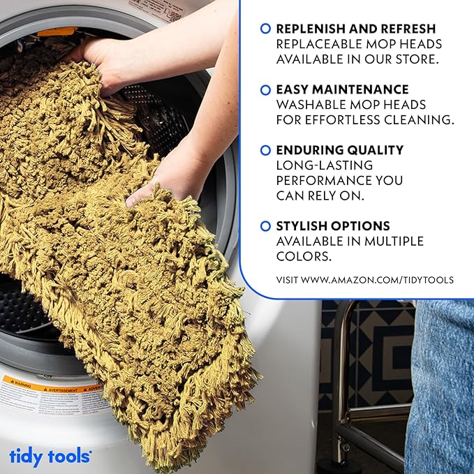 Commercial Dust Mop Replacement Head - 24 x 5 in. Cotton Nylon Reusable Mop Head- Industrial Dust Mop Refill for Floor Cleaning & Janitorial Supplies, Yellow