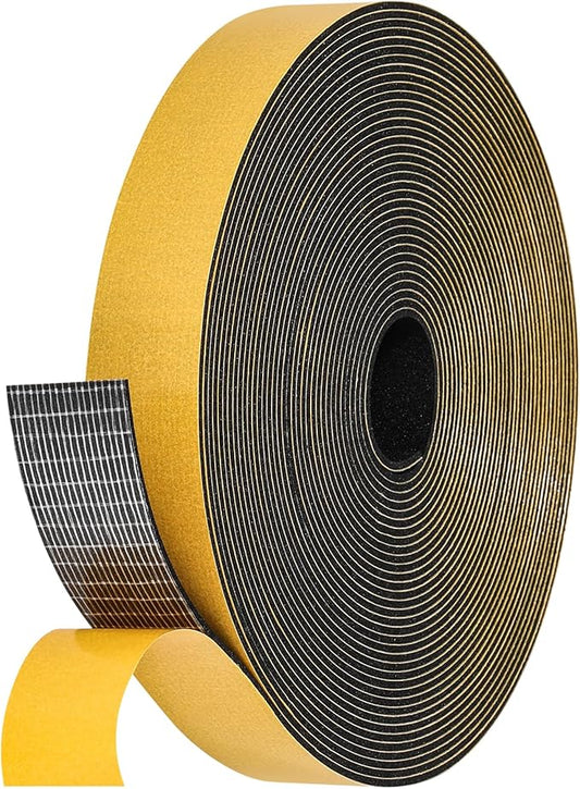 32Feet Weather Stripping Seal (1 Inch X 1/16 Inch) for Door Window, High Density Foam Tape, Soundproofing, Insulation Strip, Door Sealers for Door Frame- Black