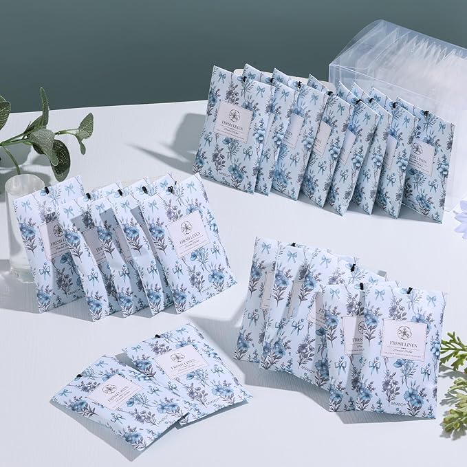 MYARO 20 Packs Fresh Linen Sachets for Drawer and Closet, Long-Lasting Sachets Bags Air Freshener Fresh Scents, Potpourri Bags Home Fragrance for Lover
